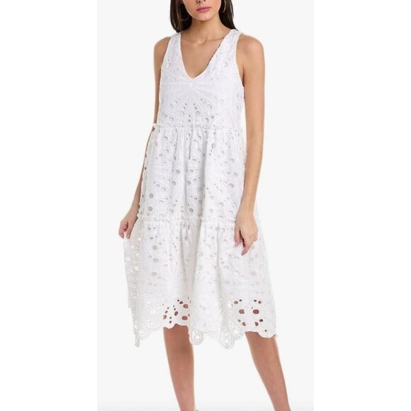 NWT Trina Turk Enjoy Dress White Cotton Sz S $398 [jb] - Picture 1 of 7